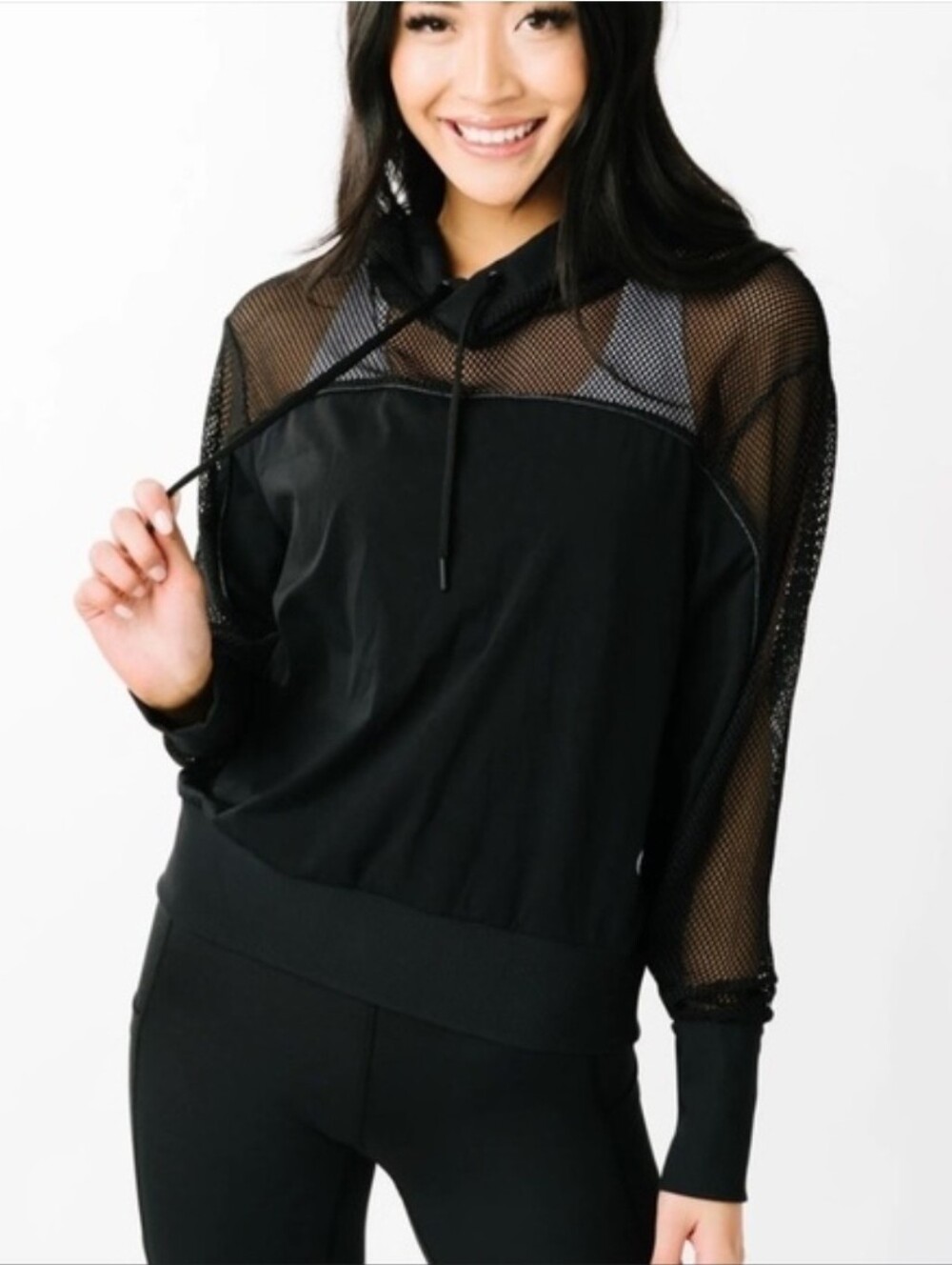 Zyia Active Black Mesh Winner Hoodie, Size XXXL